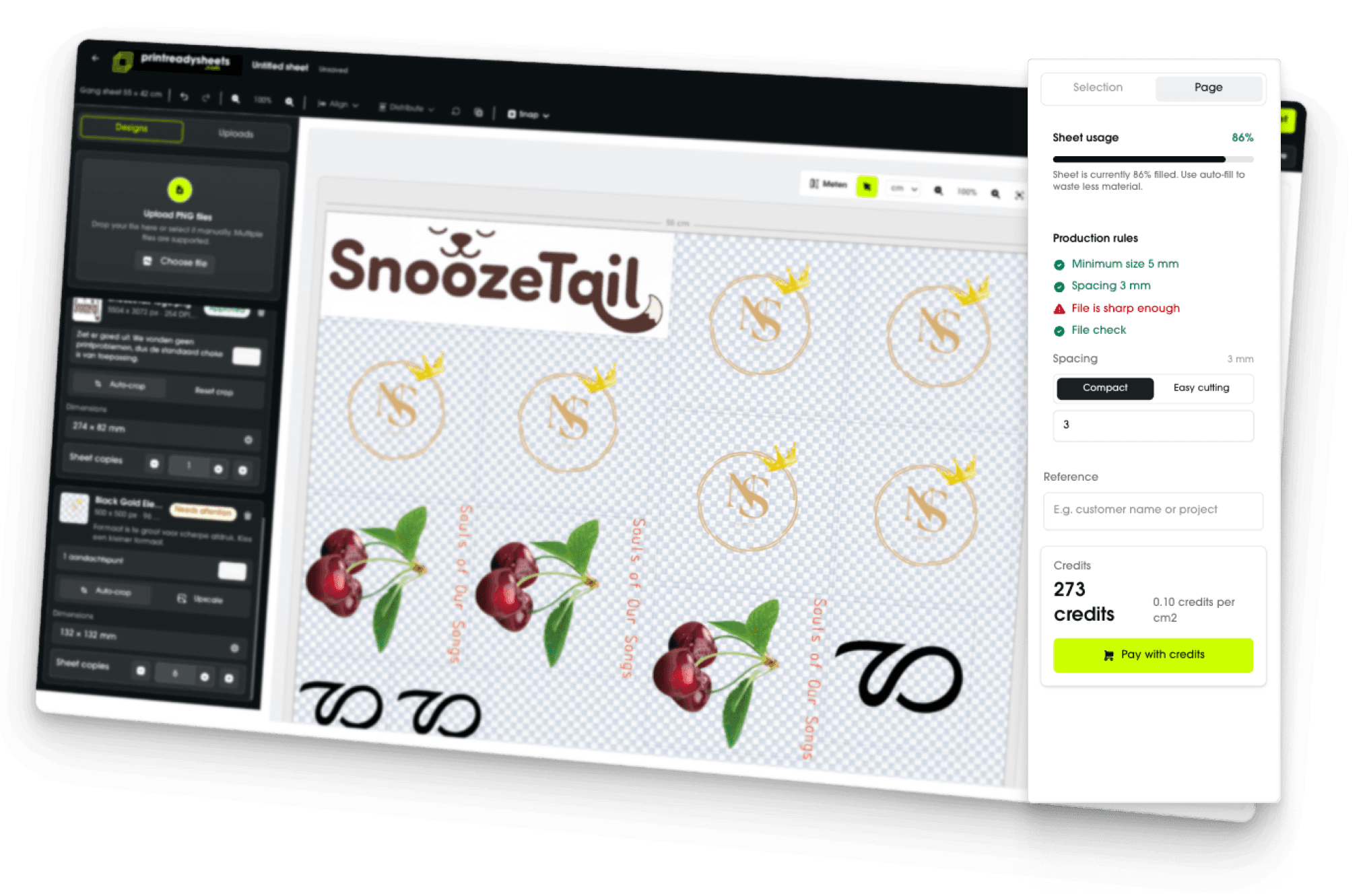 PrintReadySheets sheet maker interface preview